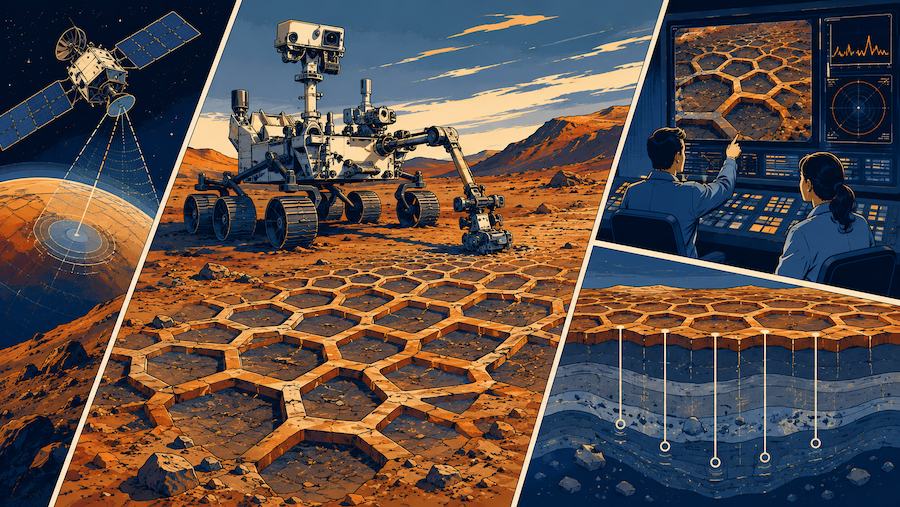Curiosity entdeckt ausgedehntes Wabenmuster auf dem Mars
