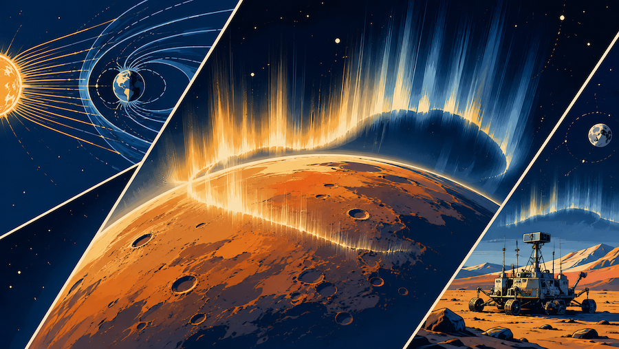 Marslichter entstehen aehnlich wie Polarlichter der Erde
