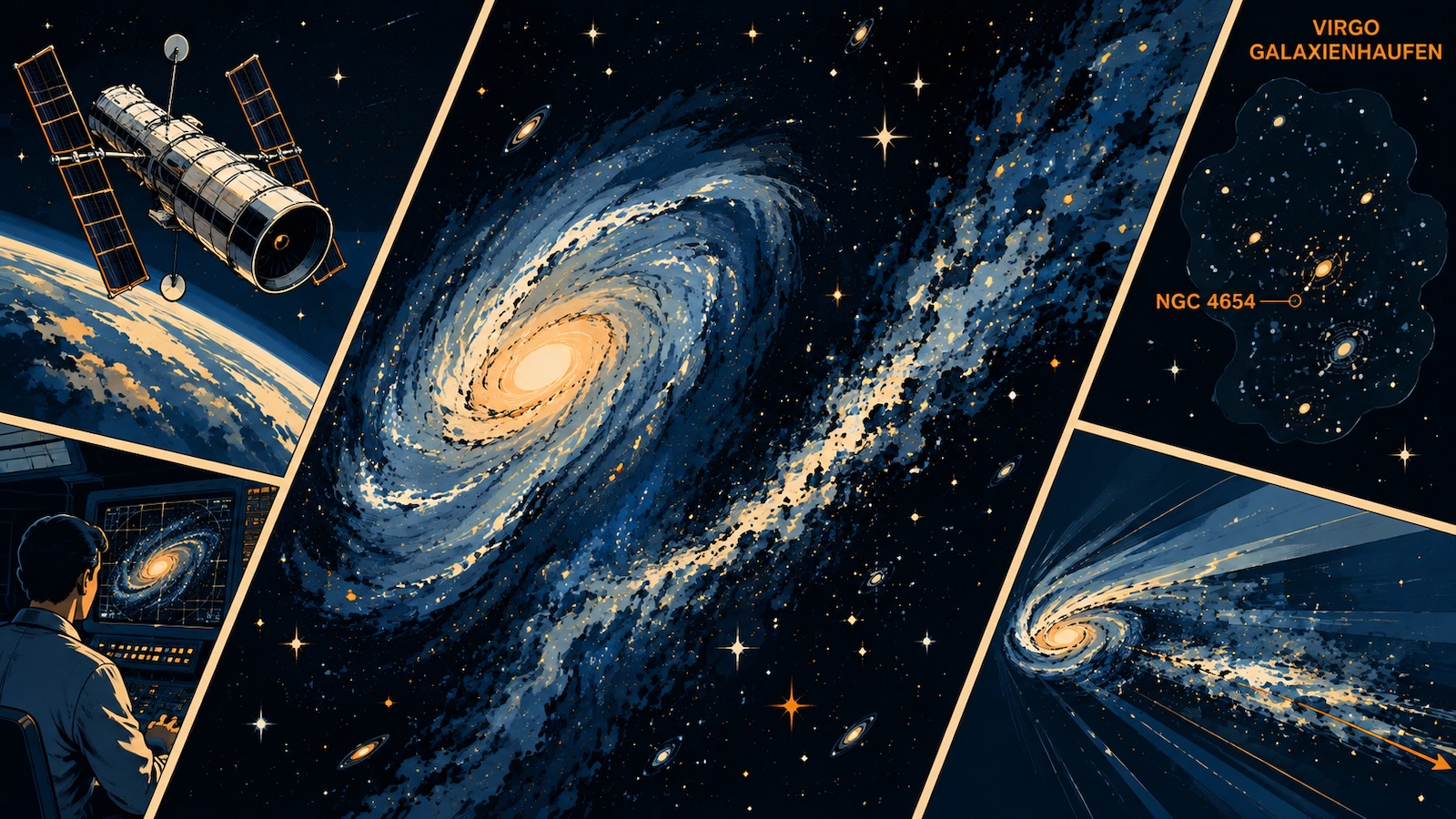 Hubble zeigt eine einseitig verformte Spiralgalaxie