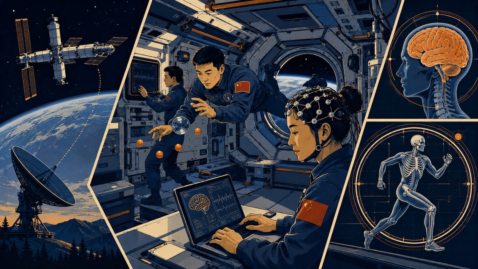 Tiangong untersucht Folgen langer Raumfluege auf Gehirn und Koerper