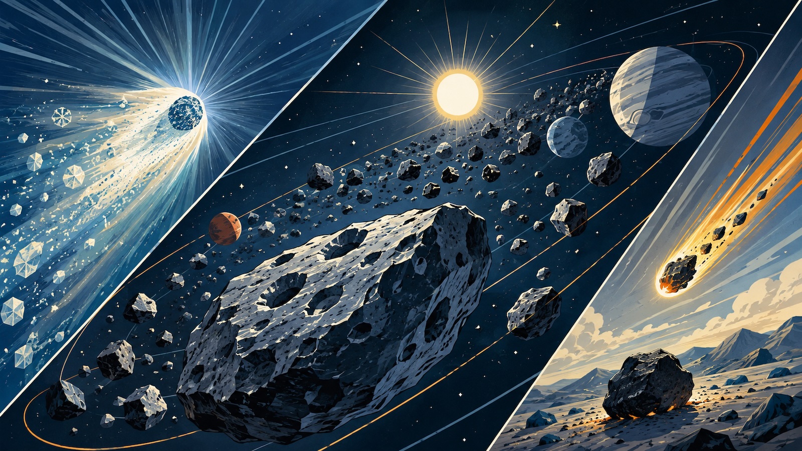 Was unterscheidet Asteroiden Kometen und Meteoriten?