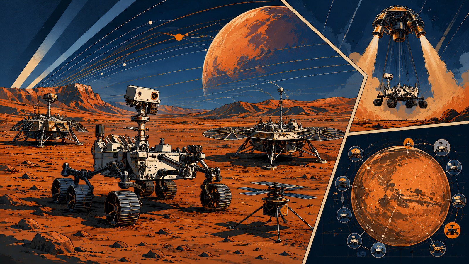 Wie viele Lander und Rover befinden sich zurzeit auf dem Mars